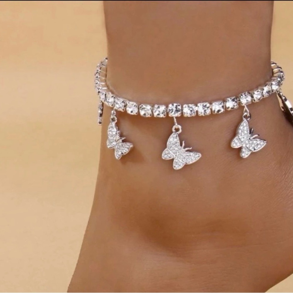 Silver Butterfly Anklet